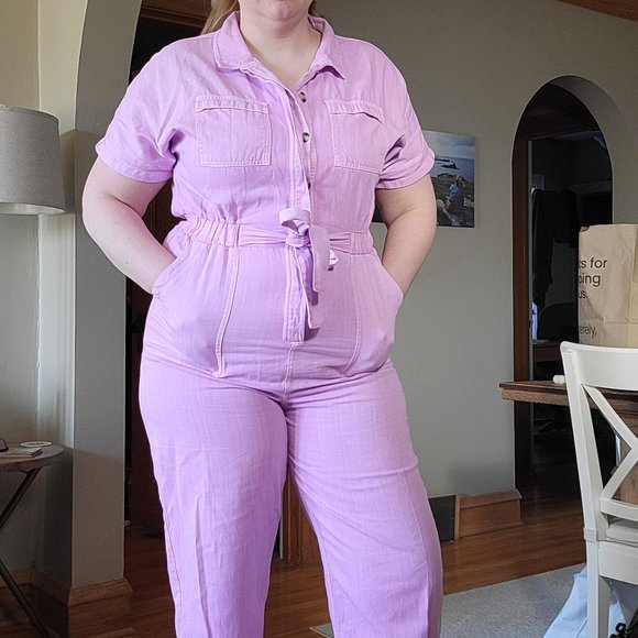 Women's Short Sleeve Button-Front Boilersuit - Universal Thread Sz 14 - Picture 5 of 5